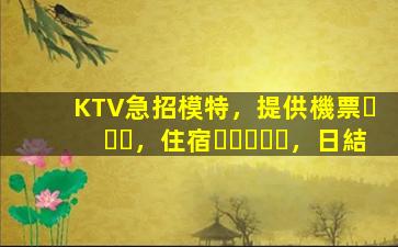 KTV急招模特，提供機票，住宿，日結